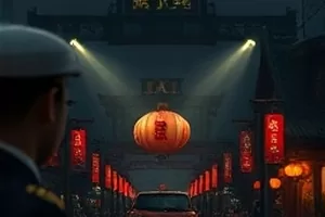剧集《雨夜检修站》封面，雨夜中铁轨旁的信号灯
